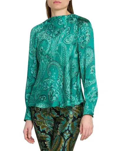 Etro Women's Paisley-Printed Silk Top - Printed Azure Base | Thumbnail 4 Etro Women's Paisley-Printed Silk Top - Printed Azure Base | Thumbnail 4