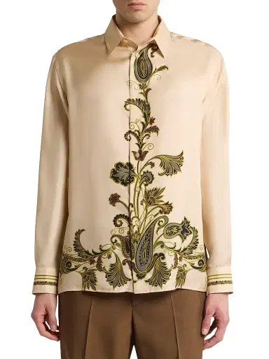 Etro Men's Silk Paisley Button-Front Shirt - Beige | Thumbnail 3 Etro Men's Silk Paisley Button-Front Shirt - Beige | Thumbnail 3