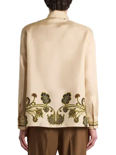 Etro Men's Silk Paisley Button-Front Shirt - Beige | Thumbnail 4 Etro Men's Silk Paisley Button-Front Shirt - Beige | Thumbnail 4