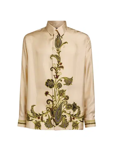 Etro Men's Silk Paisley Button-Front Shirt - Beige | Thumbnail 1 Etro Men's Silk Paisley Button-Front Shirt - Beige | Thumbnail 1