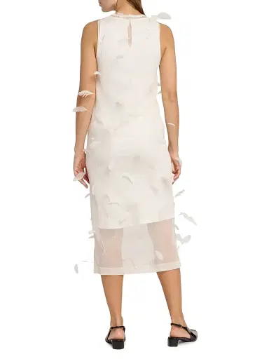 Jil Sander Women's Feather Silk Sleeveless Midi-Dress - Natural | Thumbnail 5 Jil Sander Women's Feather Silk Sleeveless Midi-Dress - Natural | Thumbnail 5