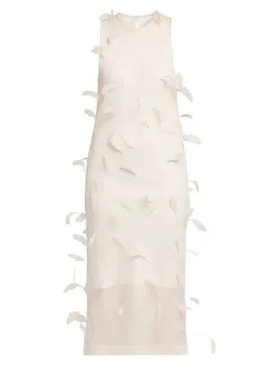 Jil Sander Women's Feather Silk Sleeveless Midi-Dress - Natural | Thumbnail 1 Jil Sander Women's Feather Silk Sleeveless Midi-Dress - Natural | Thumbnail 1