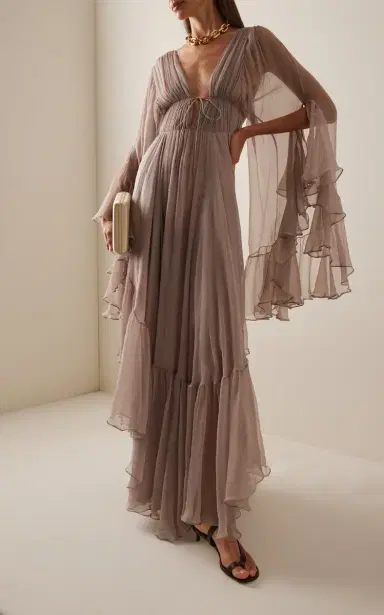Harithand Nerina Ruffled Silk Georgette Maxi Dress | Thumbnail 4 Harithand Nerina Ruffled Silk Georgette Maxi Dress | Thumbnail 4