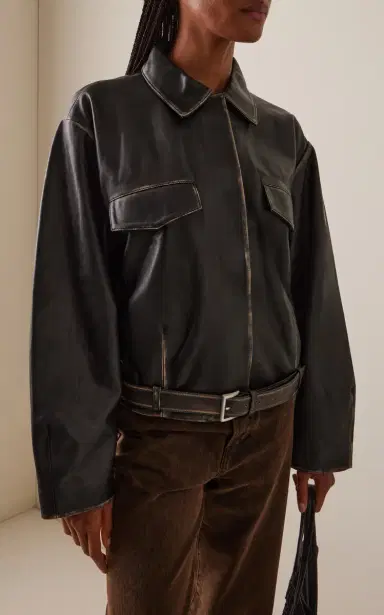 St. Agni Belted Brushed-Leather Jacket | Thumbnail 2 St. Agni Belted Brushed-Leather Jacket | Thumbnail 2