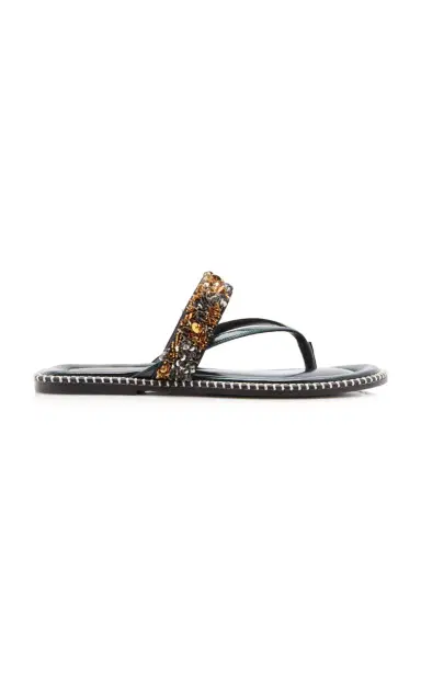 Dries Van Noten Sequin Embellished Leather Sandals | Thumbnail 1 Dries Van Noten Sequin Embellished Leather Sandals | Thumbnail 1