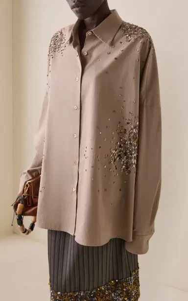Dries Van Noten Casia Embellished Cotton-Poplin Shirt | Thumbnail 2 Dries Van Noten Casia Embellished Cotton-Poplin Shirt | Thumbnail 2