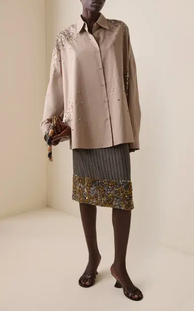 Dries Van Noten Casia Embellished Cotton-Poplin Shirt | Thumbnail 3 Dries Van Noten Casia Embellished Cotton-Poplin Shirt | Thumbnail 3