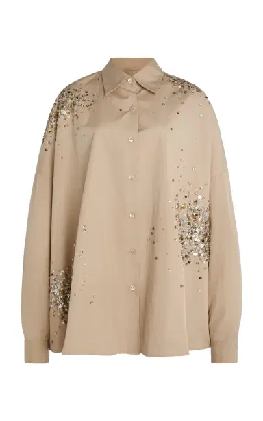 Dries Van Noten Casia Embellished Cotton-Poplin Shirt | Thumbnail 1 Dries Van Noten Casia Embellished Cotton-Poplin Shirt | Thumbnail 1