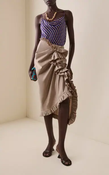 Dries Van Noten Sina Frilled Cotton-Poplin Midi Skirt | Thumbnail 2 Dries Van Noten Sina Frilled Cotton-Poplin Midi Skirt | Thumbnail 2