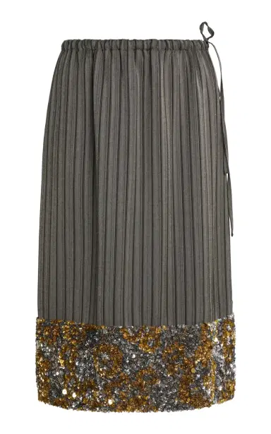 Dries Van Noten Scotts Embellished Twill Knee-Length Drawstring Skirt | Thumbnail 1 Dries Van Noten Scotts Embellished Twill Knee-Length Drawstring Skirt | Thumbnail 1