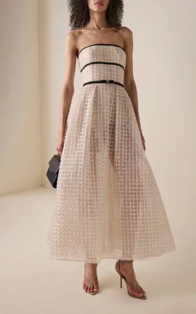 Elie Saab Sequined Mesh Midi Dress | Thumbnail 3 Elie Saab Sequined Mesh Midi Dress | Thumbnail 3