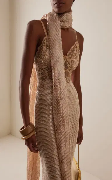 Elie Saab Sequin Mesh Maxi Dress | Thumbnail 3 Elie Saab Sequin Mesh Maxi Dress | Thumbnail 3