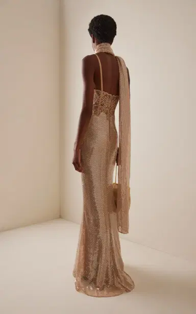 Elie Saab Sequin Mesh Maxi Dress | Thumbnail 4 Elie Saab Sequin Mesh Maxi Dress | Thumbnail 4