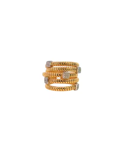 Wish Fine Jewelry 0.25ct Diamond 18K Gold Italy Multi Row Ring | Thumbnail 1 Wish Fine Jewelry 0.25ct Diamond 18K Gold Italy Multi Row Ring | Thumbnail 1