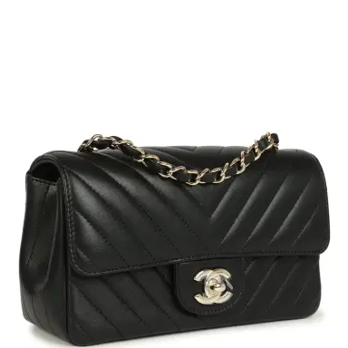 Chanel Chanel Mini Chevron Classic Rectangular Flap Bag Black Lambskin Light Gold Hardware | Thumbnail 2 Chanel Chanel Mini Chevron Classic Rectangular Flap Bag Black Lambskin Light Gold Hardware | Thumbnail 2