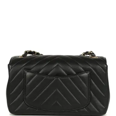 Chanel Chanel Mini Chevron Classic Rectangular Flap Bag Black Lambskin Light Gold Hardware | Thumbnail 4 Chanel Chanel Mini Chevron Classic Rectangular Flap Bag Black Lambskin Light Gold Hardware | Thumbnail 4