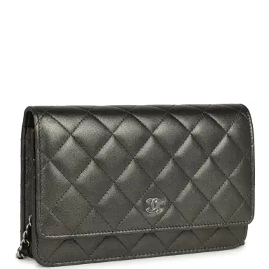Chanel Chanel Wallet On Chain WOC Metallic Grey Lambskin Silver Hardware | Thumbnail 2 Chanel Chanel Wallet On Chain WOC Metallic Grey Lambskin Silver Hardware | Thumbnail 2
