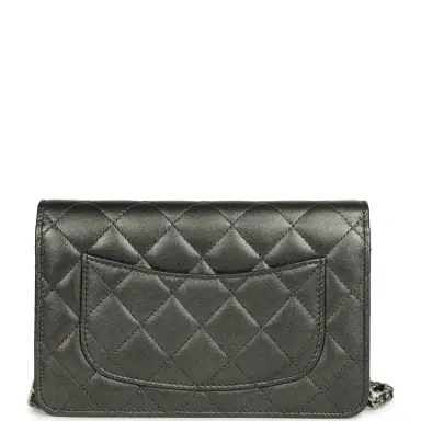 Chanel Chanel Wallet On Chain WOC Metallic Grey Lambskin Silver Hardware | Thumbnail 4 Chanel Chanel Wallet On Chain WOC Metallic Grey Lambskin Silver Hardware | Thumbnail 4