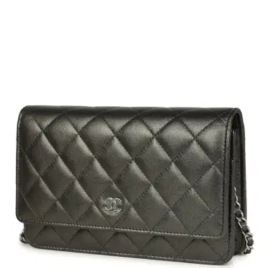 Chanel Chanel Wallet On Chain WOC Metallic Grey Lambskin Silver Hardware | Thumbnail 5 Chanel Chanel Wallet On Chain WOC Metallic Grey Lambskin Silver Hardware | Thumbnail 5