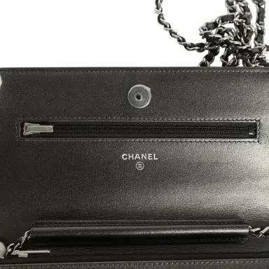 Chanel Chanel Wallet On Chain WOC Metallic Grey Lambskin Silver Hardware | Thumbnail 8 Chanel Chanel Wallet On Chain WOC Metallic Grey Lambskin Silver Hardware | Thumbnail 8