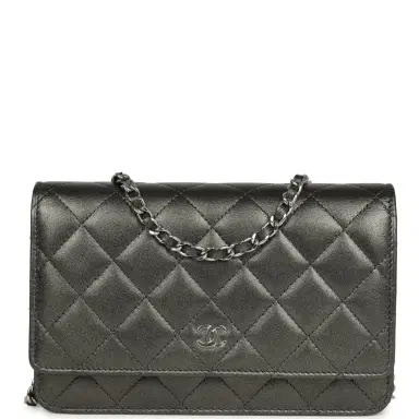 Chanel Chanel Wallet On Chain WOC Metallic Grey Lambskin Silver Hardware | Thumbnail 1 Chanel Chanel Wallet On Chain WOC Metallic Grey Lambskin Silver Hardware | Thumbnail 1