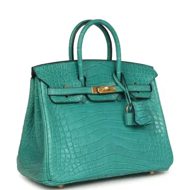 HERMÈS Hermes Birkin 25 Bleu Paon Matte Alligator Gold Hardware | Thumbnail 2 HERMÈS Hermes Birkin 25 Bleu Paon Matte Alligator Gold Hardware | Thumbnail 2