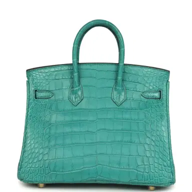HERMÈS Hermes Birkin 25 Bleu Paon Matte Alligator Gold Hardware | Thumbnail 4 HERMÈS Hermes Birkin 25 Bleu Paon Matte Alligator Gold Hardware | Thumbnail 4