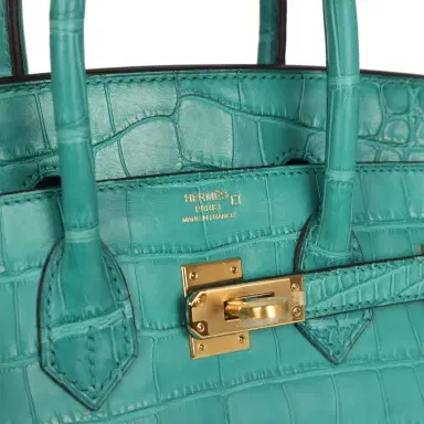 HERMÈS Hermes Birkin 25 Bleu Paon Matte Alligator Gold Hardware | Thumbnail 7 HERMÈS Hermes Birkin 25 Bleu Paon Matte Alligator Gold Hardware | Thumbnail 7