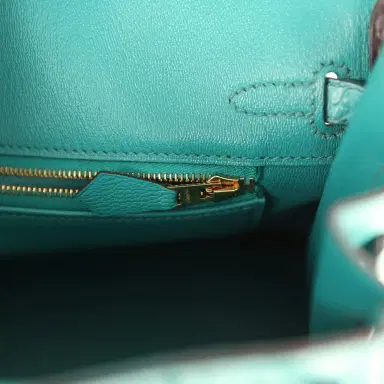 HERMÈS Hermes Birkin 25 Bleu Paon Matte Alligator Gold Hardware | Thumbnail 9 HERMÈS Hermes Birkin 25 Bleu Paon Matte Alligator Gold Hardware | Thumbnail 9