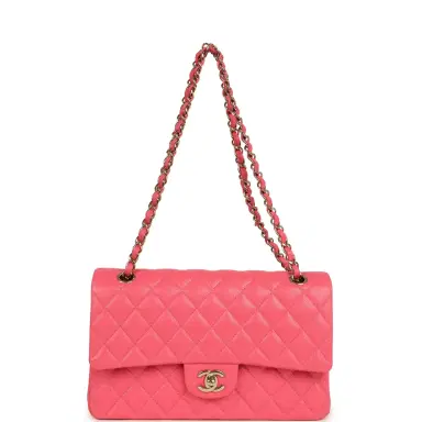 Chanel Pre-owned Chanel Medium Classic Double Flap Bag Dark Pink Shiny Caviar Gold Hardware | Thumbnail 7 Chanel Pre-owned Chanel Medium Classic Double Flap Bag Dark Pink Shiny Caviar Gold Hardware | Thumbnail 7