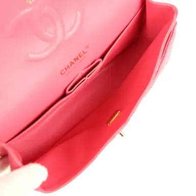 Chanel Pre-owned Chanel Medium Classic Double Flap Bag Dark Pink Shiny Caviar Gold Hardware | Thumbnail 9 Chanel Pre-owned Chanel Medium Classic Double Flap Bag Dark Pink Shiny Caviar Gold Hardware | Thumbnail 9
