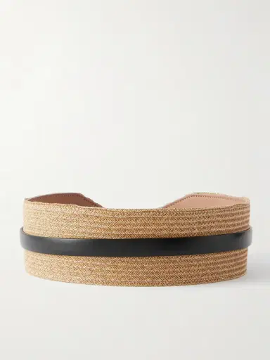Alaïa Leather-trimmed Raffia Waist Belt | Thumbnail 3 Alaïa Leather-trimmed Raffia Waist Belt | Thumbnail 3