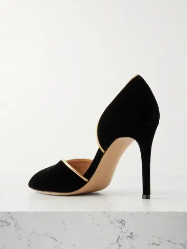 Gianvito Rossi 95 Metallic Leather-trimmed Velvet Pumps | Thumbnail 3 Gianvito Rossi 95 Metallic Leather-trimmed Velvet Pumps | Thumbnail 3