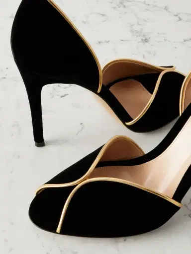 Gianvito Rossi 95 Metallic Leather-trimmed Velvet Pumps | Thumbnail 4 Gianvito Rossi 95 Metallic Leather-trimmed Velvet Pumps | Thumbnail 4