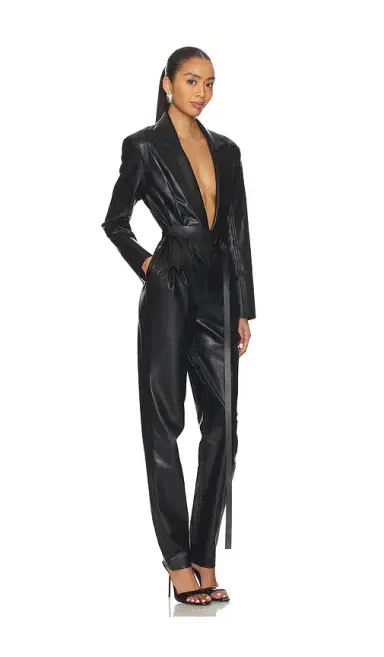Norma Kamali Easy Fit Single Breasted Tapered Leg Jumpsuit | Thumbnail 2 Norma Kamali Easy Fit Single Breasted Tapered Leg Jumpsuit | Thumbnail 2