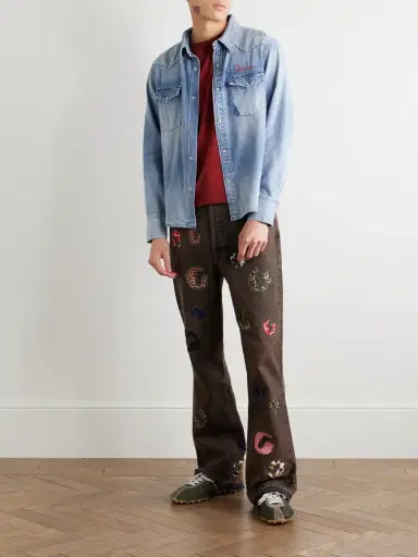 Visvim Social Sculpture Logo-Embroidered Denim Shirt - Men | Thumbnail 2 Visvim Social Sculpture Logo-Embroidered Denim Shirt - Men | Thumbnail 2