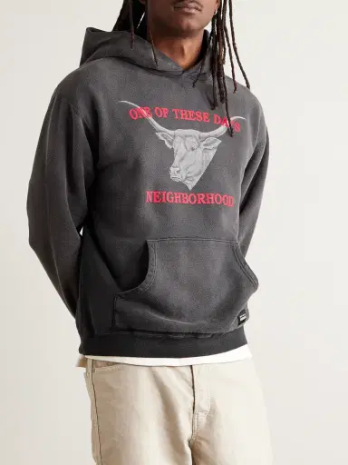 Neighborhood One of These Days Logo-Print Cotton-Jersey Hoodie - Men | Thumbnail 3 Neighborhood One of These Days Logo-Print Cotton-Jersey Hoodie - Men | Thumbnail 3