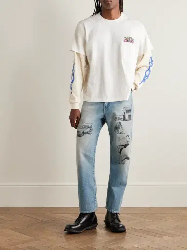 Neighborhood One of These Days Straight-Leg Printed Jeans - Men | Thumbnail 2 Neighborhood One of These Days Straight-Leg Printed Jeans - Men | Thumbnail 2