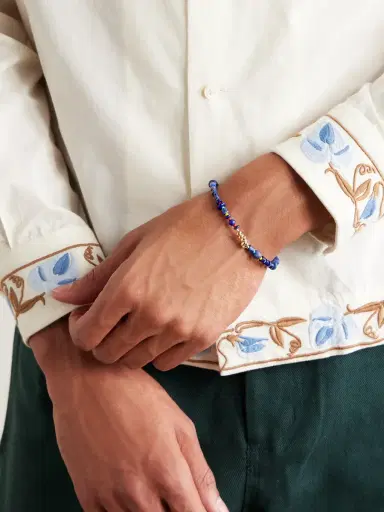 LUIS MORAIS 14-Karat Gold, Lapis Lazuli and Glass Beaded Bracelet - Men | Thumbnail 2 LUIS MORAIS 14-Karat Gold, Lapis Lazuli and Glass Beaded Bracelet - Men | Thumbnail 2