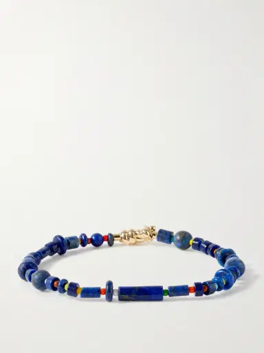 LUIS MORAIS 14-Karat Gold, Lapis Lazuli and Glass Beaded Bracelet - Men | Thumbnail 3 LUIS MORAIS 14-Karat Gold, Lapis Lazuli and Glass Beaded Bracelet - Men | Thumbnail 3