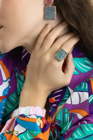 GOSHWARA Aqua Rectangle G-One Ring | Thumbnail 2 GOSHWARA Aqua Rectangle G-One Ring | Thumbnail 2