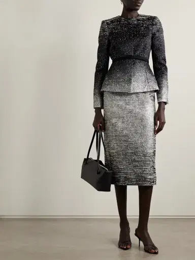 Oscar de la Renta Metallic Bouclé-tweed Midi Skirt | Thumbnail 2 Oscar de la Renta Metallic Bouclé-tweed Midi Skirt | Thumbnail 2
