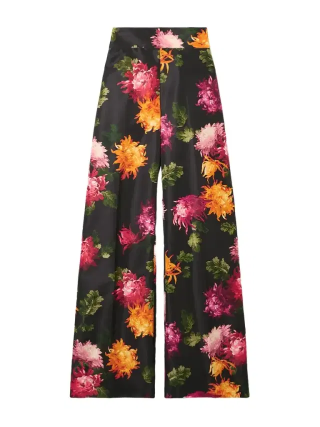 Diane Floral-print Faille Wide-leg Pants Diane Floral-print Faille Wide-leg Pants