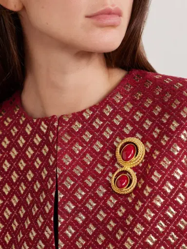Sonia Petroff Nest Gold-plated Enamel Brooch | Thumbnail 2 Sonia Petroff Nest Gold-plated Enamel Brooch | Thumbnail 2