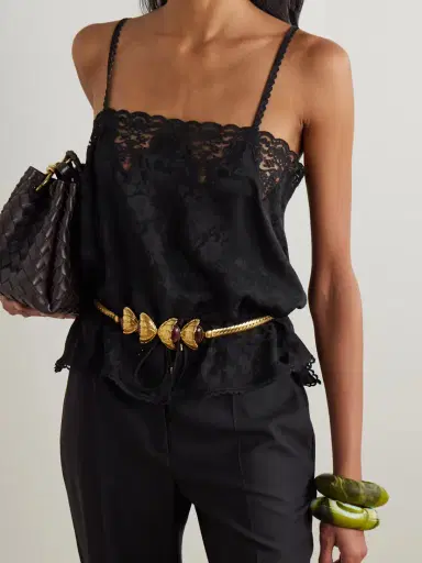 Sonia Petroff Retro Flower Embellished Gold-plated Belt | Thumbnail 2 Sonia Petroff Retro Flower Embellished Gold-plated Belt | Thumbnail 2