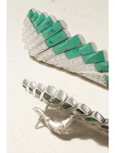 Garrard Wings 18-karat White Gold, Malachite And Diamond Earrings | Thumbnail 3 Garrard Wings 18-karat White Gold, Malachite And Diamond Earrings | Thumbnail 3