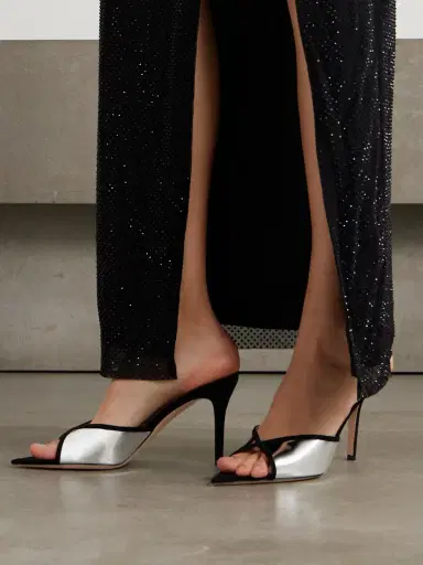Gianvito Rossi 85 Suede-trimmed Mirrored-leather Mules | Thumbnail 2 Gianvito Rossi 85 Suede-trimmed Mirrored-leather Mules | Thumbnail 2