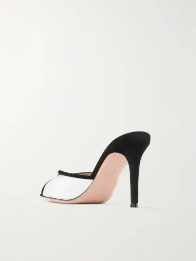 Gianvito Rossi 85 Suede-trimmed Mirrored-leather Mules | Thumbnail 3 Gianvito Rossi 85 Suede-trimmed Mirrored-leather Mules | Thumbnail 3