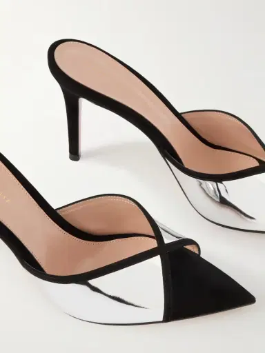 Gianvito Rossi 85 Suede-trimmed Mirrored-leather Mules | Thumbnail 4 Gianvito Rossi 85 Suede-trimmed Mirrored-leather Mules | Thumbnail 4