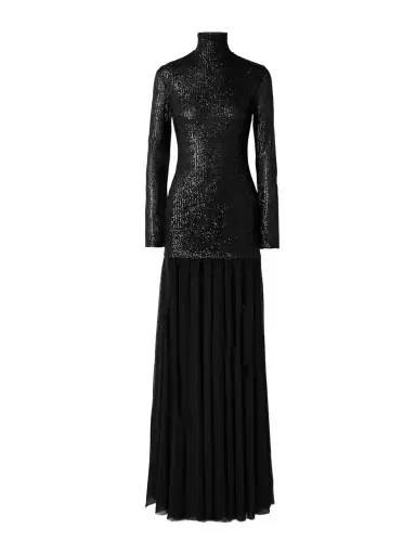 Norma Kamali Sequin-embellished Stretch-tulle Turtleneck Gown | Thumbnail 1 Norma Kamali Sequin-embellished Stretch-tulle Turtleneck Gown | Thumbnail 1